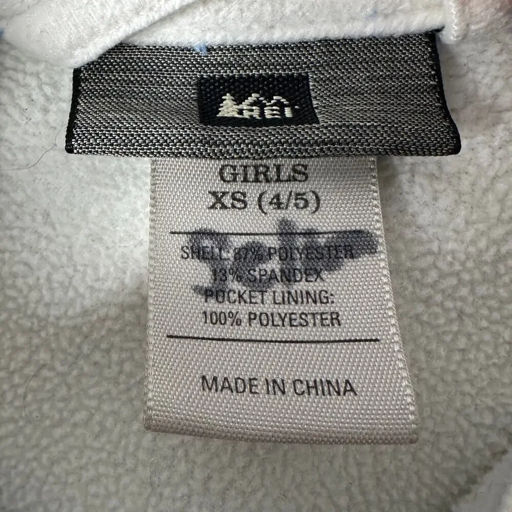 REI Girls Softshell Jacket Blue XS 4/5 Windbreaker Fleece Lined